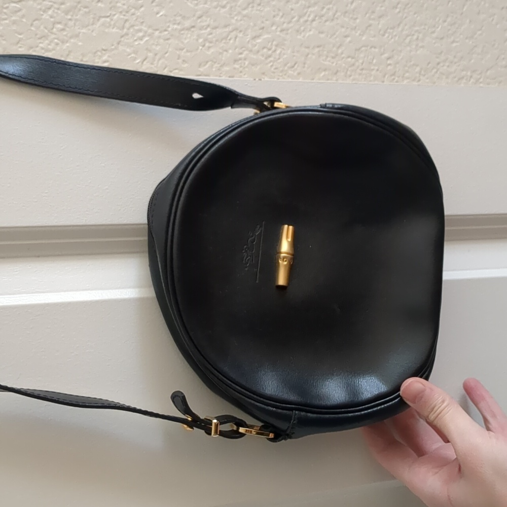 Vintage Longchamp Round Crossbody Bag Purse dark blue